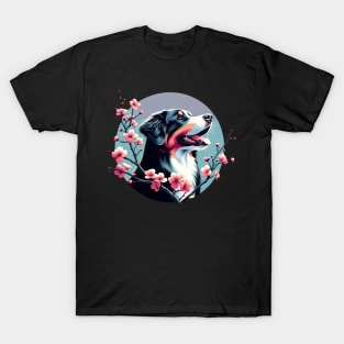 Joyful Estrela Mountain Dog with Spring Cherry Blossoms T-Shirt